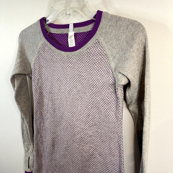 Ivivva by LuluLemon Girls Practice Ready Crewneck Sweater Purple Gray Size 12 - Picture 2 of 6